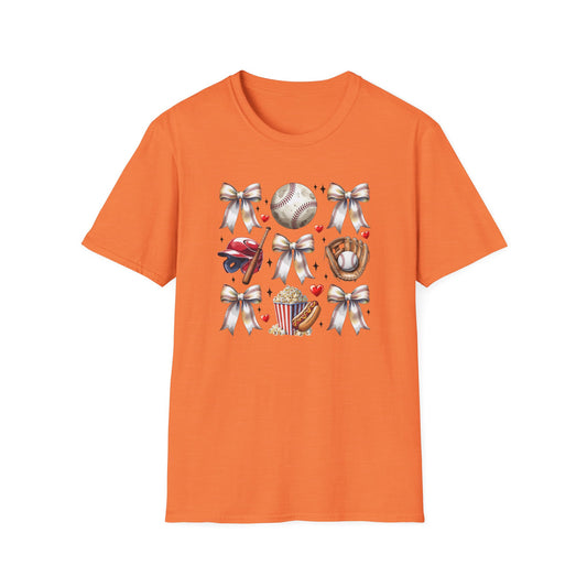 Baseball Mom Cute Gear T-Shirt — Helmet, Glove & Popcorn Sports Design