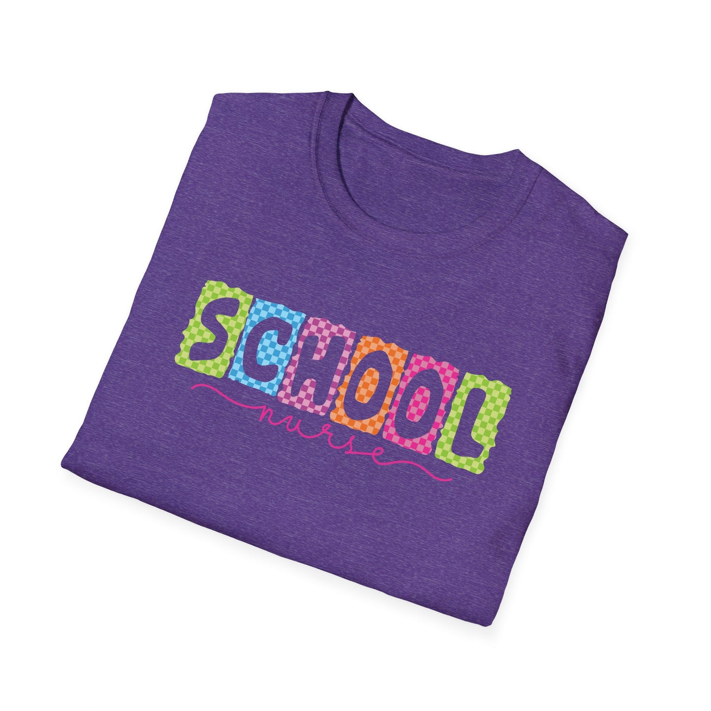 School Nurse T-Shirt — Colorful Block Letters Design