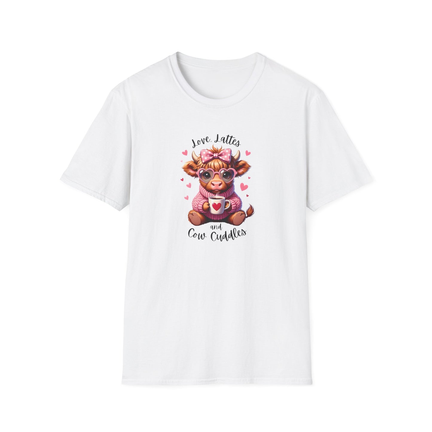 Cow Cuddles T-Shirt — "Love Lattes and Cow Cuddles" Cute Cow Graphic Tee for Animal Lovers