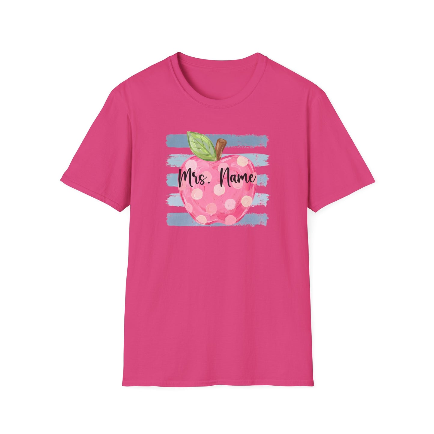 Personalized Teacher Apple Shirt | Custom Teacher Name or Grade Level T-Shirt | Back to School Teacher Tee | Cute Pink Apple Graphic Tee