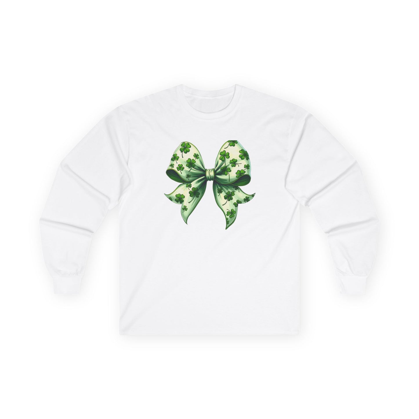 St. Patrick's Shamrock Bow Long Sleeve Tee