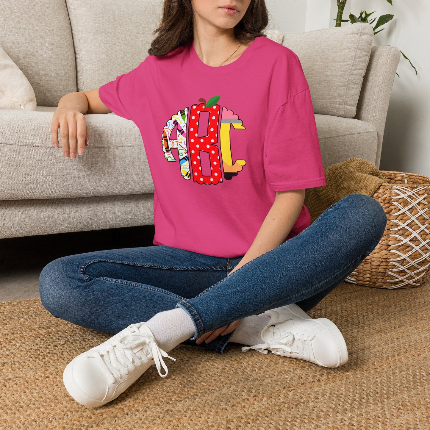 ABC Teacher Shirt | Back to School Graphic Tee | Apple Pencil Crayon Teacher Shirt