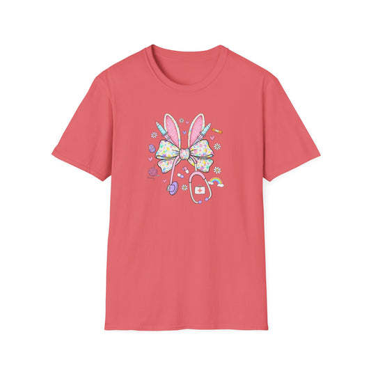 Easter Bunny Bow T-Shirt — Pastel Cute Bunny & Candy Graphic