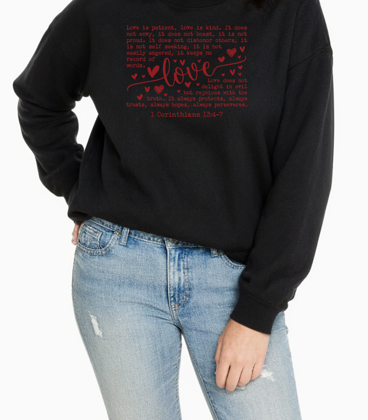"Love is Patient" Bible Verse Sweatshirt – 1 Corinthians 13:4-7