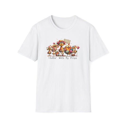 “Chillin’ With My Peeps Shirt – Cute Easter Chick Graphic Tee, Funny Spring Pastel T-Shirt, Trendy Bunny Season Outfit, Gift for Friends & Family