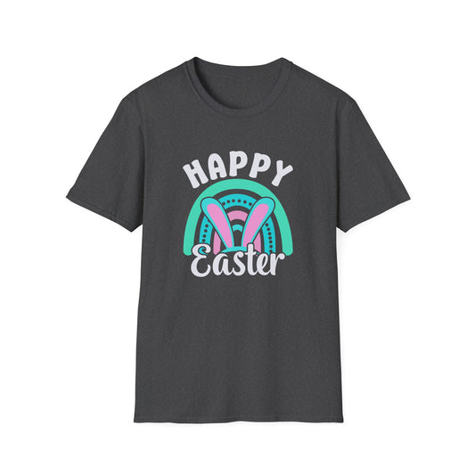 Happy Easter Bunny Shirt, Pastel Easter Rainbow Tee, Cute Spring Graphic T-Shirt, Bunny Ears Easter Outfit, Women’s Easter Shirt, Soft Pastel Holiday Tee