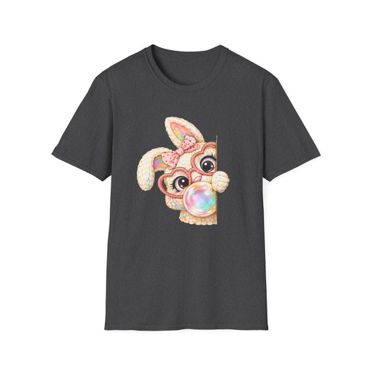 Cute Bubblegum Bunny Shirt, Peekaboo Easter Bunny Tee, Pastel Kawaii Rabbit Graphic T-Shirt, Coquette Spring Outfit, Funny Easter Shirt for Women