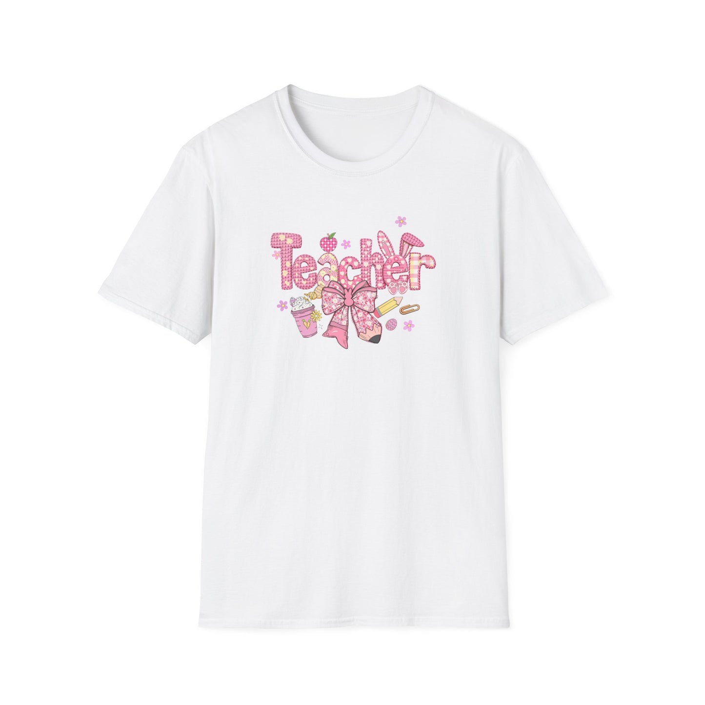 Teacher Pink Bow T-Shirt — Cute Classroom Gift for Teachers