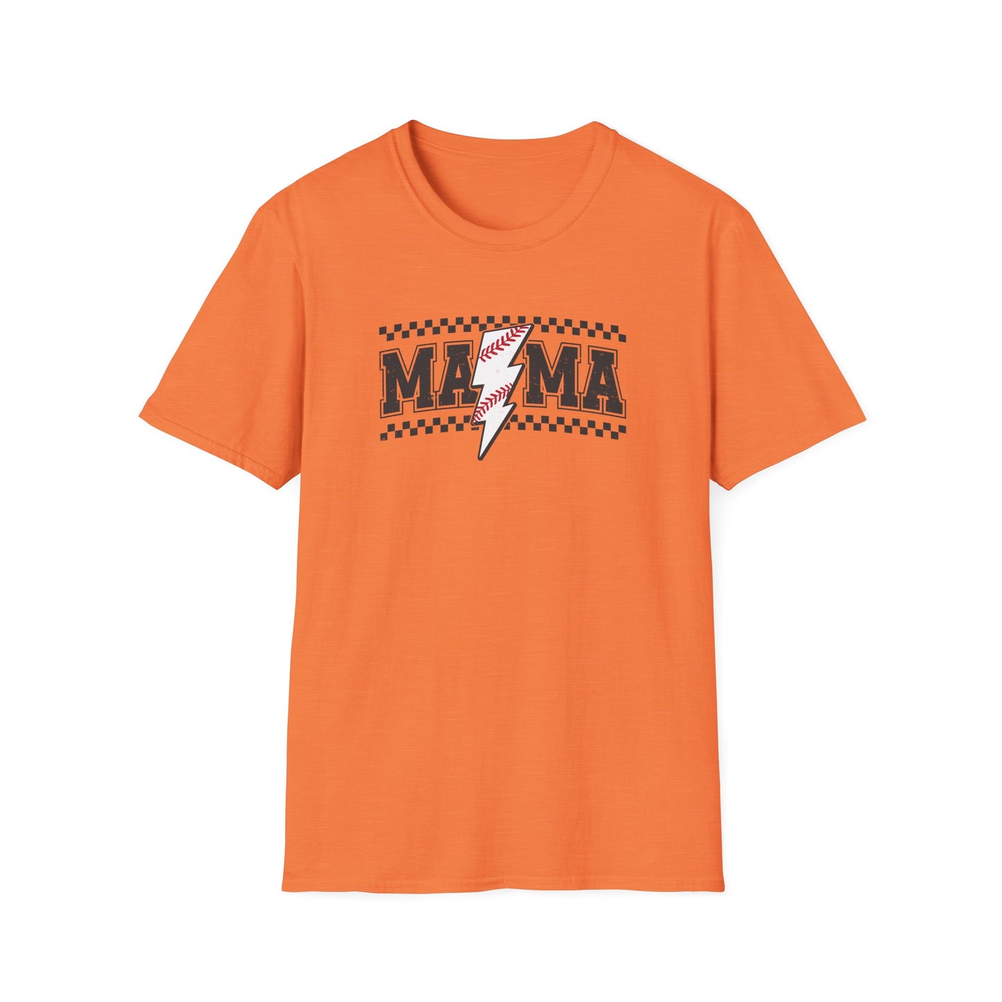 Baseball Mama Lightning Bolt Shirt – Trendy Game Day Sports Mom Tee | Vintage Checkered Baseball Mom Graphic T-Shirt