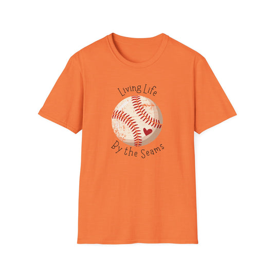 Living Life By The Seams Baseball Shirt, Cute Baseball Mom Tee, Softball Lover Graphic Tee, Game Day Shirt, Baseball Gift for Women, Sports Fan T-Shirt