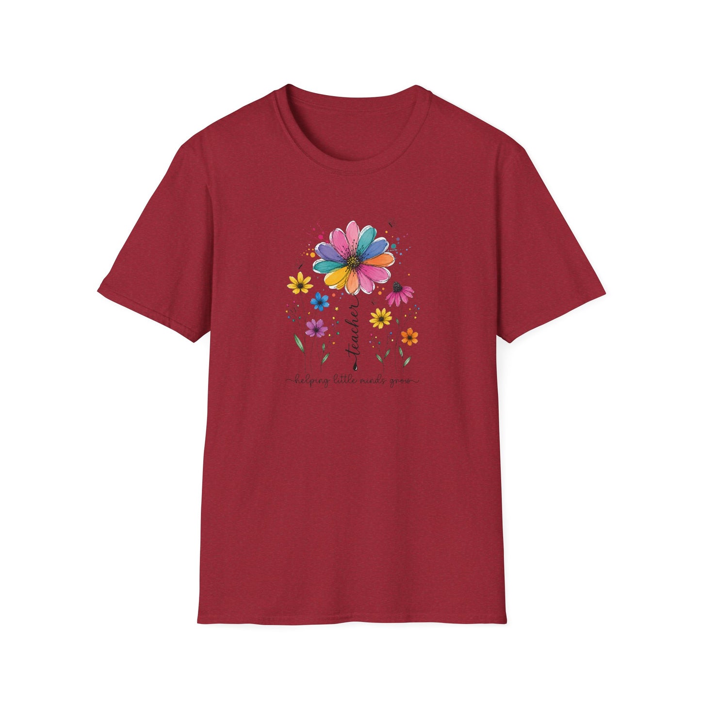 Helping Little Minds Grow Teacher Shirt | Floral Teacher Tee | Colorful Wildflower Teacher Shirt