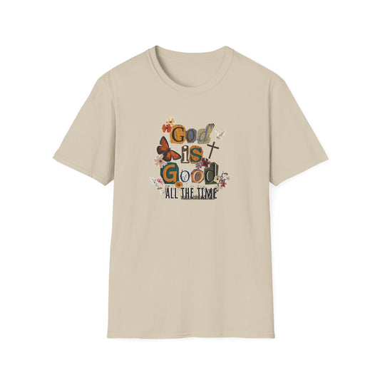 God Is Good All The Time T‑Shirt — Floral Christian Faith Graphic Tee