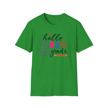 Hello Grade Teacher Shirts | Retro Back to School Graphic Tees | Preschool, Pre-K, Kindergarten, First, Second & Third Grade Teacher Shirt | Gildan 64000 Softstyle Tee