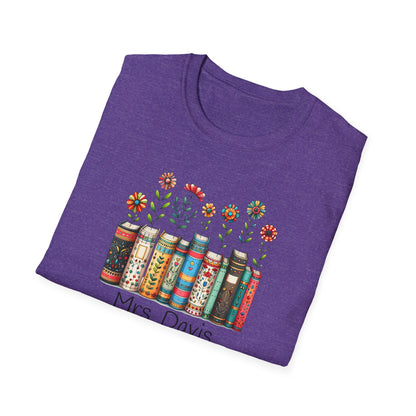 Personalized Floral Book Shirt – Teacher & Librarian Gift – Book Stack with Flowers Tee