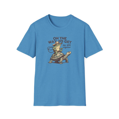 Funny Frog & Turtle T-Shirt – “On the Way to Get My Sh*t Together” Graphic Tee | Unisex Casual Humor Shirt