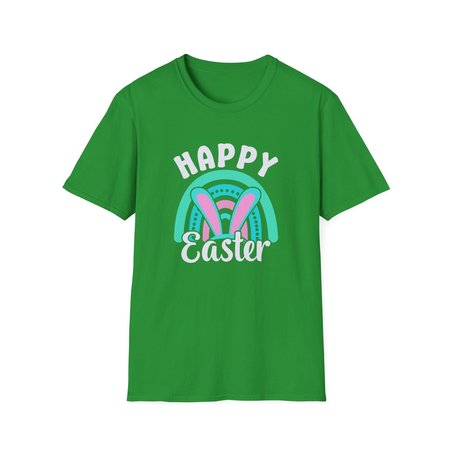 Happy Easter Bunny Shirt, Pastel Easter Rainbow Tee, Cute Spring Graphic T-Shirt, Bunny Ears Easter Outfit, Women’s Easter Shirt, Soft Pastel Holiday Tee