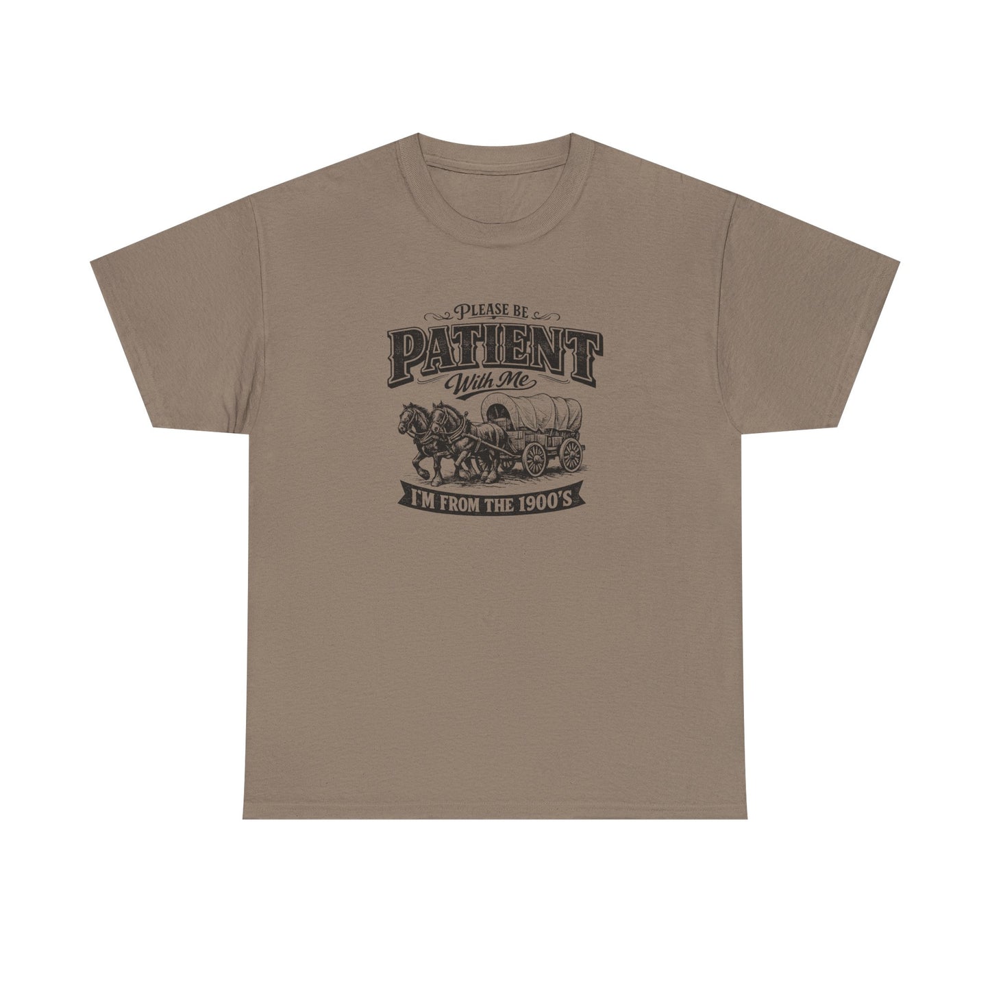 Please Be Patient With Me T-Shirt – Funny Vintage Wagon Graphic Tee, Western Humor Shirt