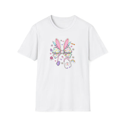 Easter Bunny Bow T-Shirt — Pastel Cute Bunny & Candy Graphic