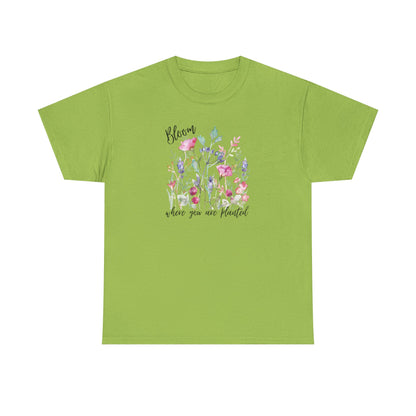 Floral 'Bloom Where You Are Planted' Tee — Watercolor Wildflower Women's T-Shirt