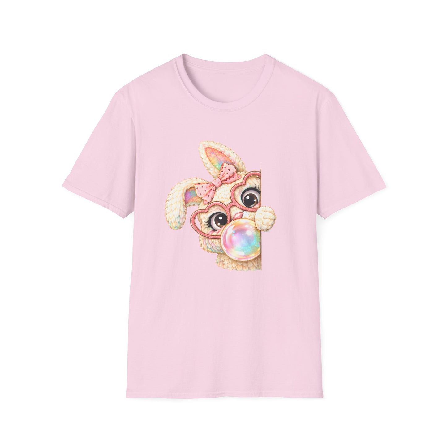 Cute Bubblegum Bunny Shirt, Peekaboo Easter Bunny Tee, Pastel Kawaii Rabbit Graphic T-Shirt, Coquette Spring Outfit, Funny Easter Shirt for Women