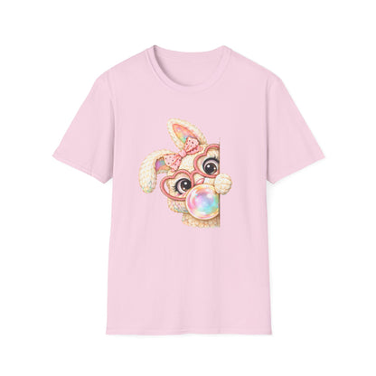 Cute Bubblegum Bunny Shirt, Peekaboo Easter Bunny Tee, Pastel Kawaii Rabbit Graphic T-Shirt, Coquette Spring Outfit, Funny Easter Shirt for Women