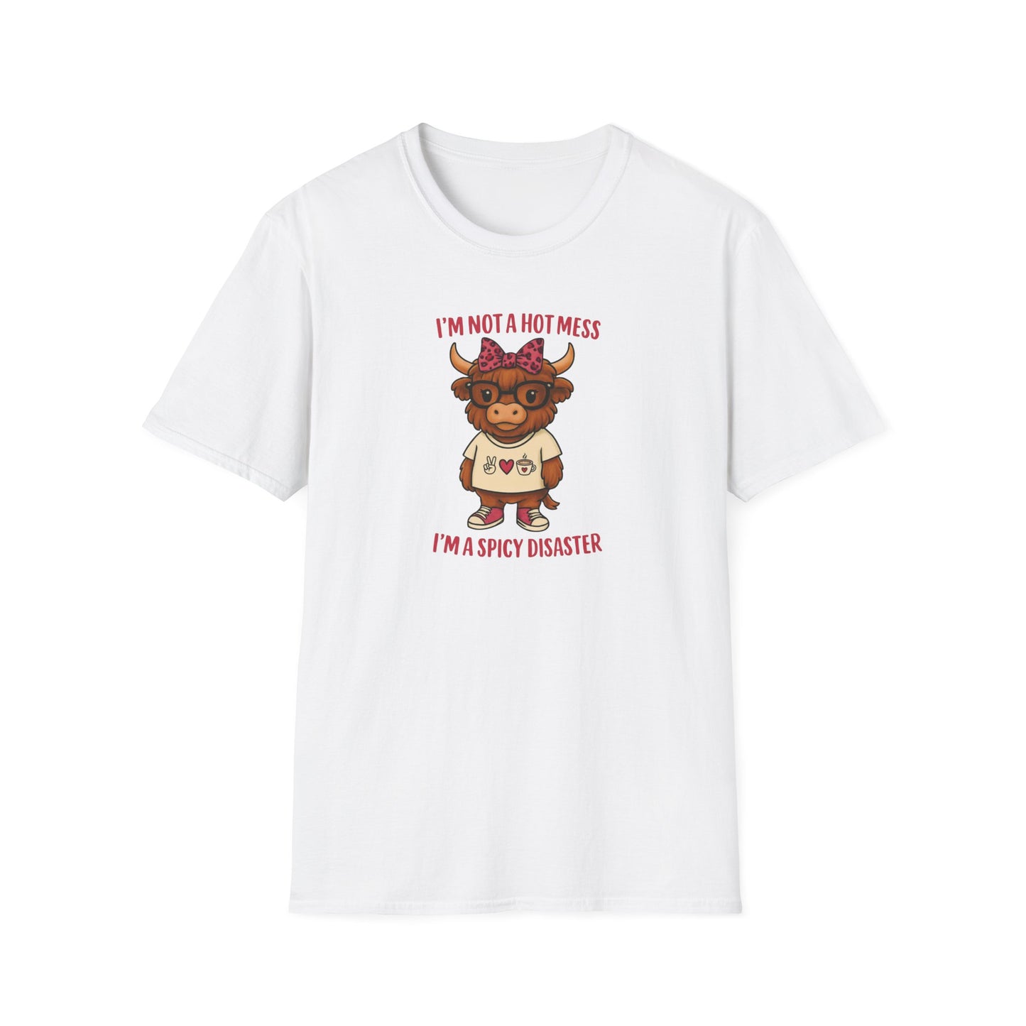 Spicy Disaster Highland Cow Tee – Funny Graphic Shirt for Sassy Souls