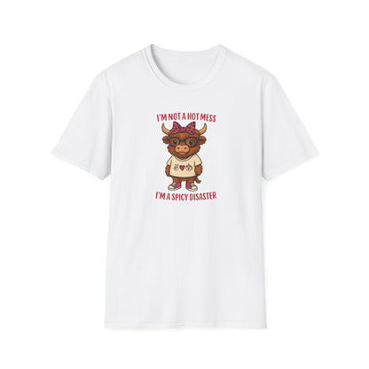 Spicy Disaster Highland Cow Tee – Funny Graphic Shirt for Sassy Souls