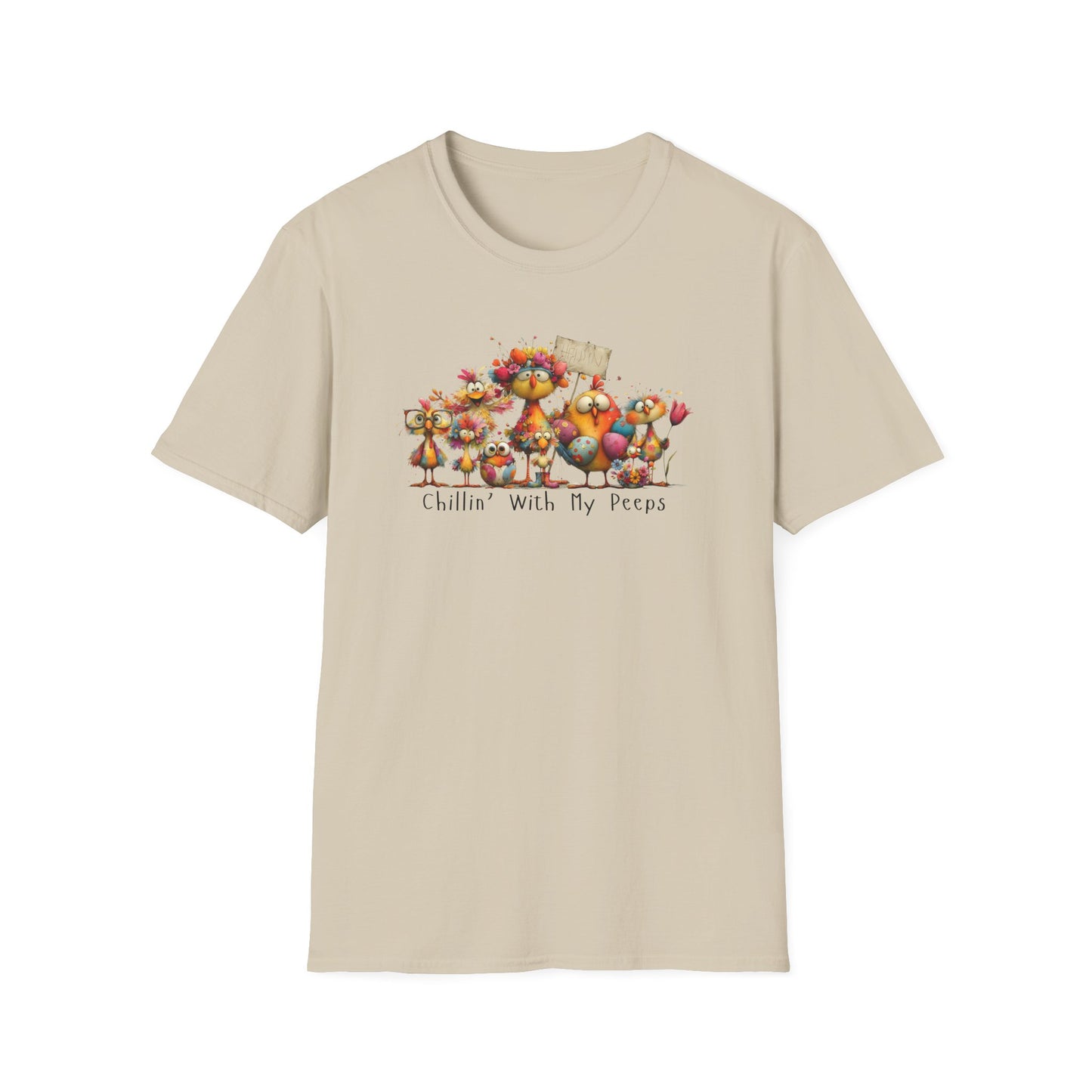 “Chillin’ With My Peeps Shirt – Cute Easter Chick Graphic Tee, Funny Spring Pastel T-Shirt, Trendy Bunny Season Outfit, Gift for Friends & Family