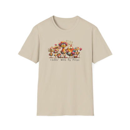 “Chillin’ With My Peeps Shirt – Cute Easter Chick Graphic Tee, Funny Spring Pastel T-Shirt, Trendy Bunny Season Outfit, Gift for Friends & Family