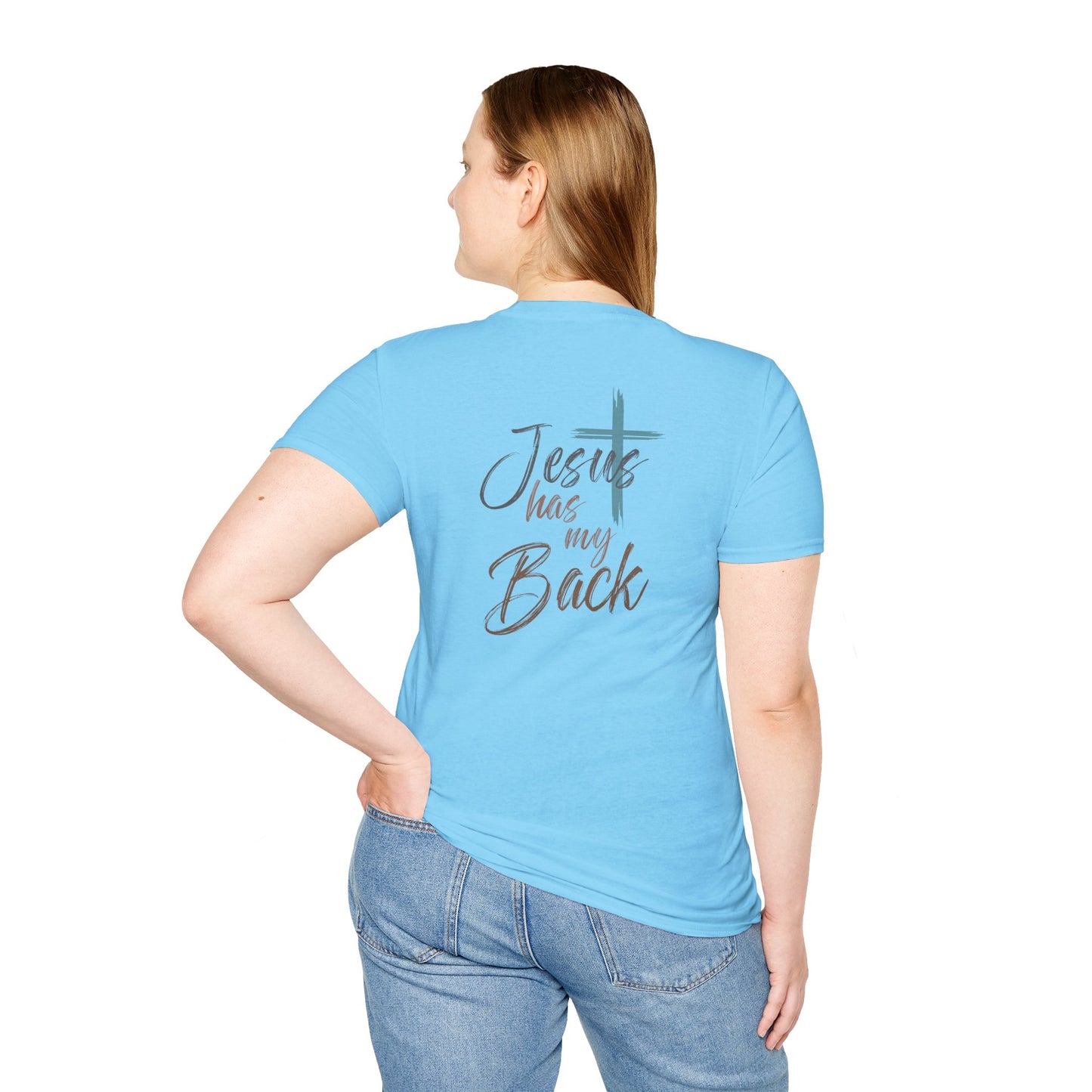 Jesus Has My Back Tee — Christian Cross Heart Graphic T-Shirt