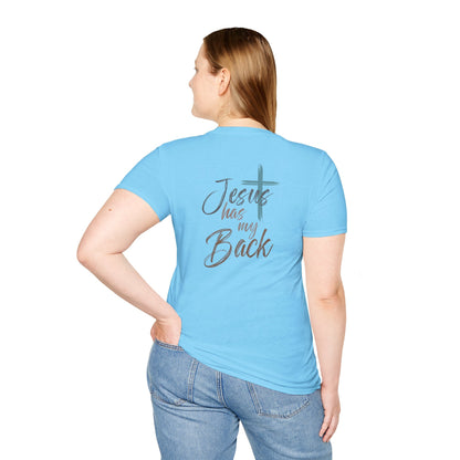 Jesus Has My Back Tee — Christian Cross Heart Graphic T-Shirt
