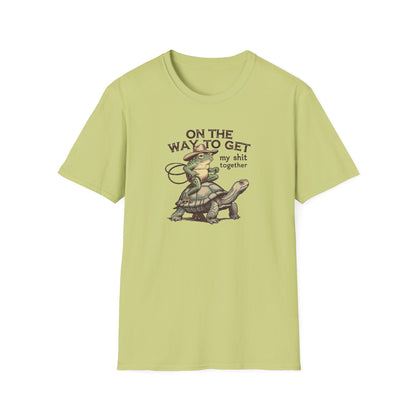 Funny Frog & Turtle T-Shirt – “On the Way to Get My Sh*t Together” Graphic Tee | Unisex Casual Humor Shirt