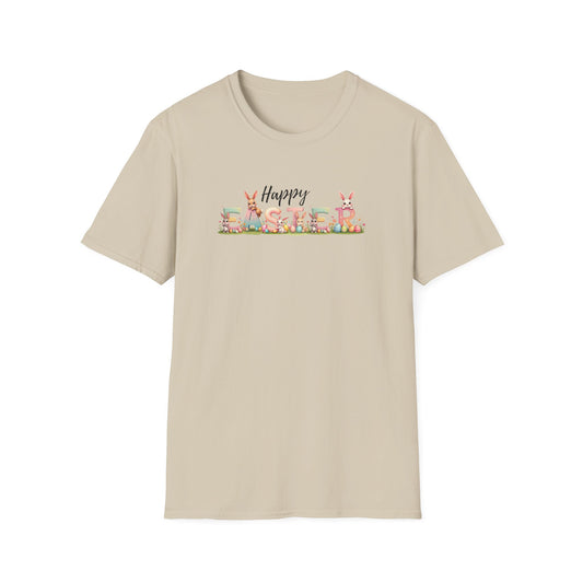 Happy Easter Bunny Shirt | Cute Easter Bunny Tee | Spring Holiday Shirt | Easter Gift for Women Mom Teacher | Pastel Easter Graphic Tee