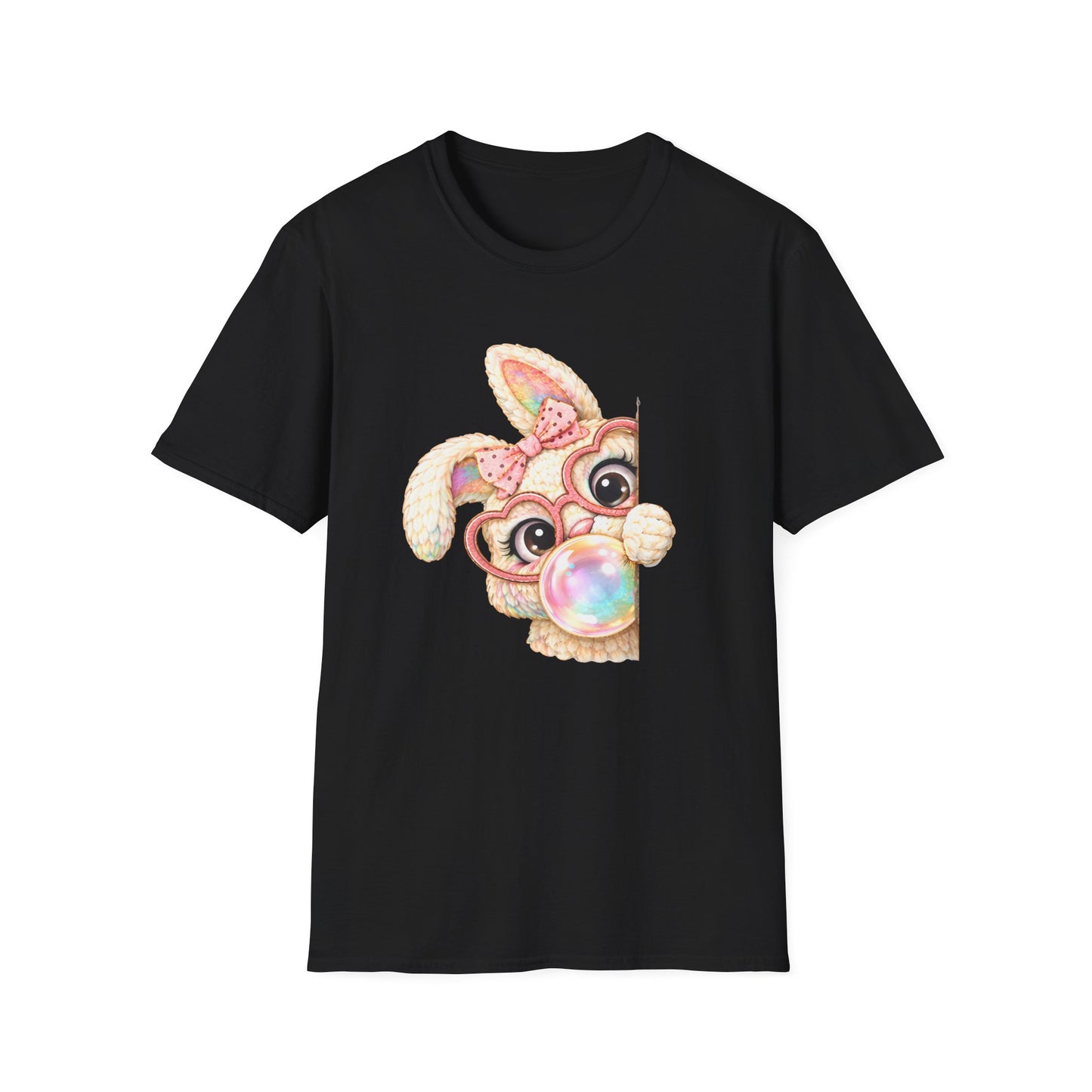 Cute Bubblegum Bunny Shirt, Peekaboo Easter Bunny Tee, Pastel Kawaii Rabbit Graphic T-Shirt, Coquette Spring Outfit, Funny Easter Shirt for Women