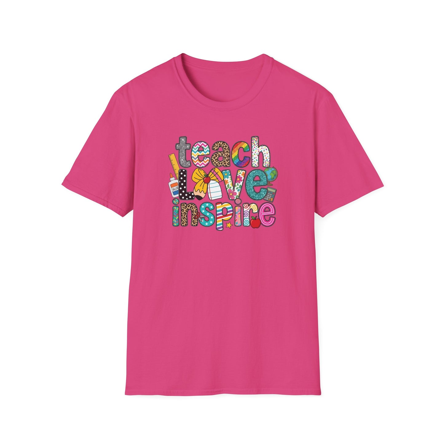 Teach Love Inspire Shirt – Cute Teacher T-Shirt – Colorful Classroom Graphic Tee – Teacher Appreciation Gift