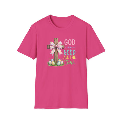 God Is Good All The Time Easter Shirt – Christian Easter Cross Tee, Faith Based Spring Shirt, Religious Easter T-Shirt for Women