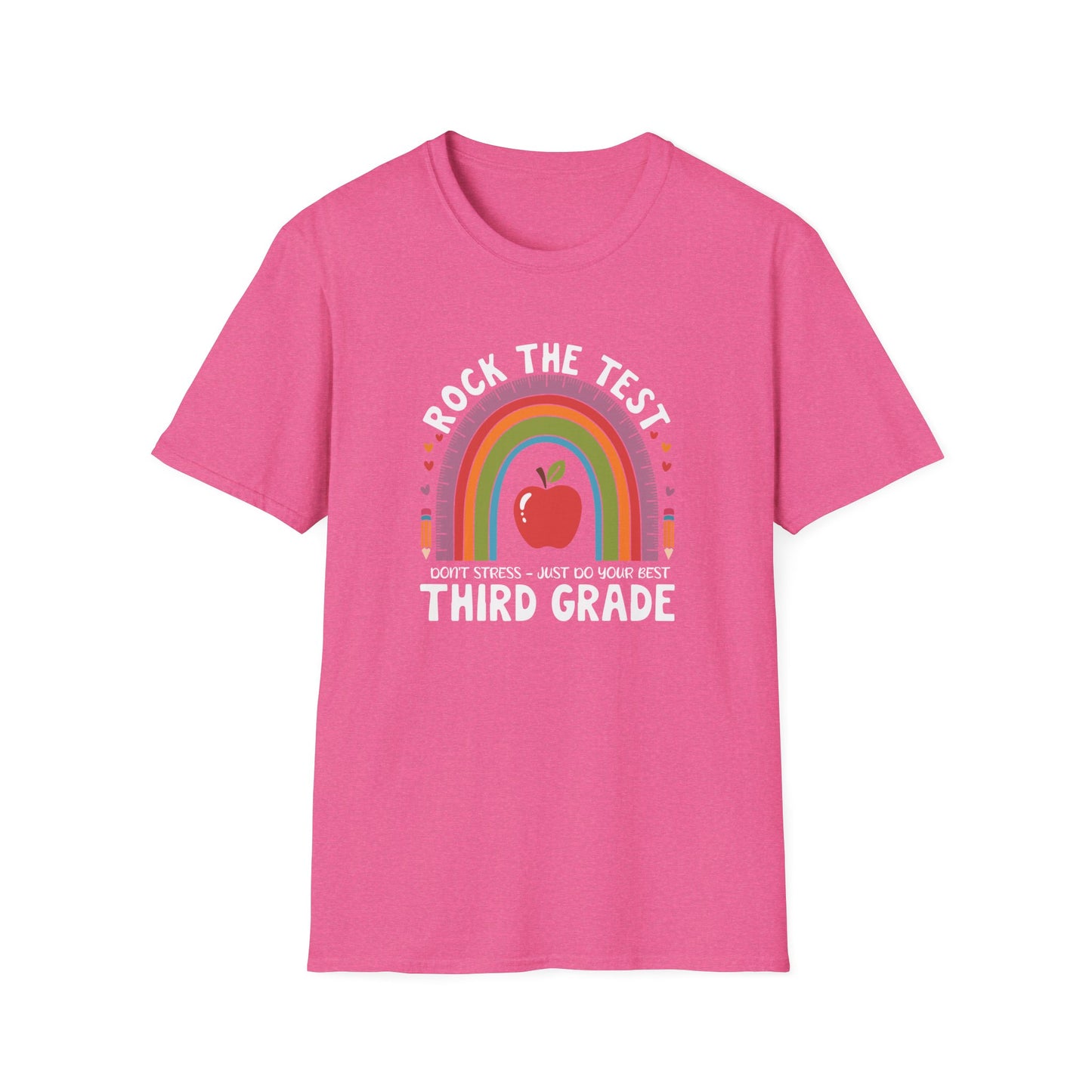 3rd Grade State Testing Teacher Shirt – “Rock The Test - Third Grade” Graphic Tee, Cute Educator T-Shirt, Funny Classroom Apparel