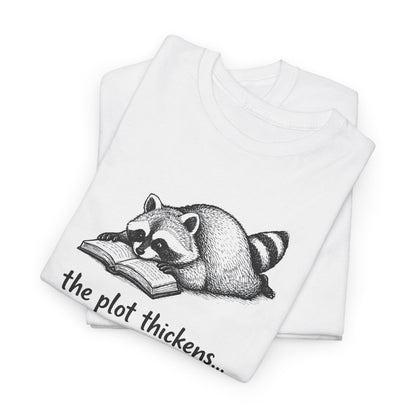 Raccoon "The Plot Thickens" Graphic Tee - Funny Book Lover Tee