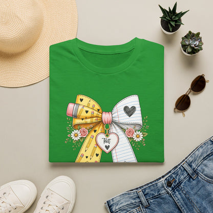 Personalized Teacher Bow Shirt | Custom Teacher Name Heart Tee