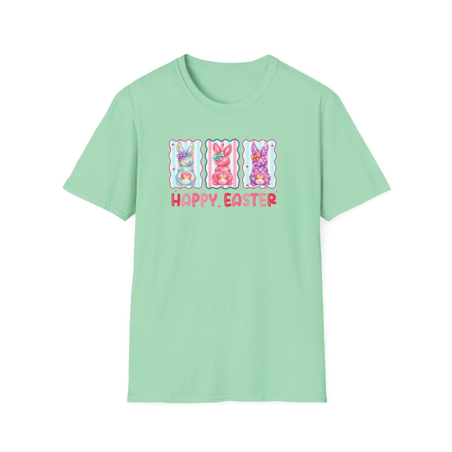 Happy Easter Bunny Graphic Tee – Pastel Spring Shirt, Cute Easter Outfit, Trendy Bunny Lover T-Shirt