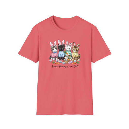 Cute Easter Cat Bunny Shirt – “Some Bunny Loves Cats” Pastel Graphic Tee, Funny Cat Lover Easter Shirt, Bunny Ear Cats Spring T-Shirt Gift for Women