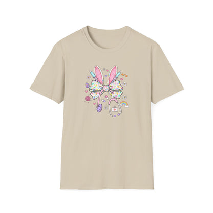 Easter Bunny Bow T-Shirt — Pastel Cute Bunny & Candy Graphic