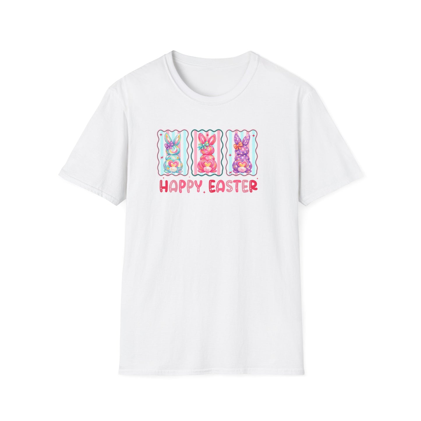 Happy Easter Bunny Graphic Tee – Pastel Spring Shirt, Cute Easter Outfit, Trendy Bunny Lover T-Shirt
