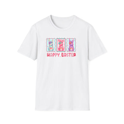 Happy Easter Bunny Graphic Tee – Pastel Spring Shirt, Cute Easter Outfit, Trendy Bunny Lover T-Shirt