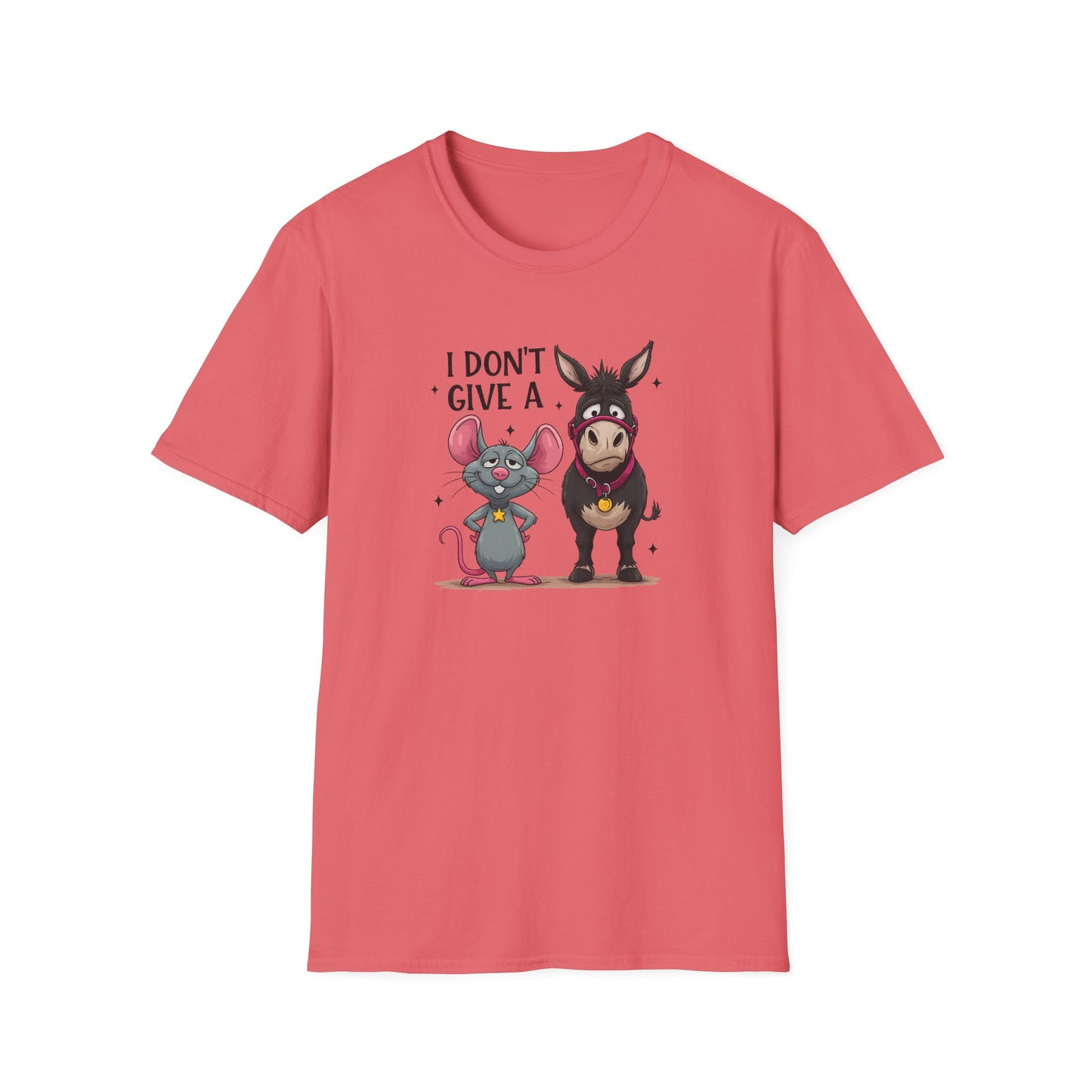 I Don't Give A... Funny Mouse & Donkey T-Shirt Cute Sarcastic Tee | Unisex Casual Humor Shirt