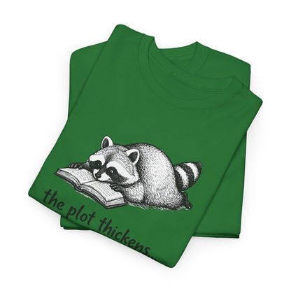 Raccoon "The Plot Thickens" Graphic Tee - Funny Book Lover Tee