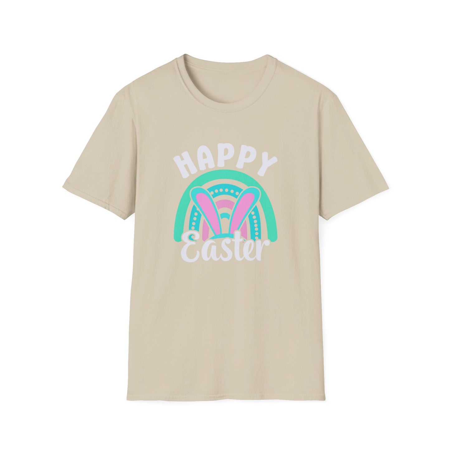 Happy Easter Bunny Shirt, Pastel Easter Rainbow Tee, Cute Spring Graphic T-Shirt, Bunny Ears Easter Outfit, Women’s Easter Shirt, Soft Pastel Holiday Tee