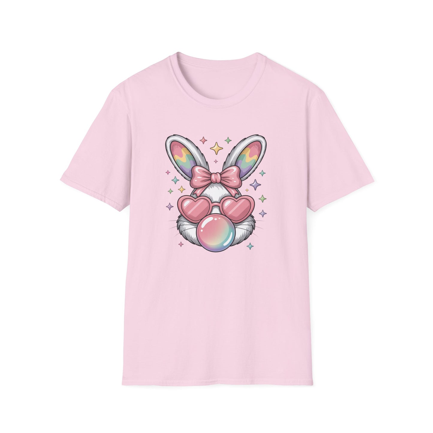 Cute Easter Bunny Bubblegum Shirt, Pastel Coquette Bunny Tee, Heart Glasses Rabbit T-Shirt, Kawaii Spring Graphic Tee, Easter Outfit for Women