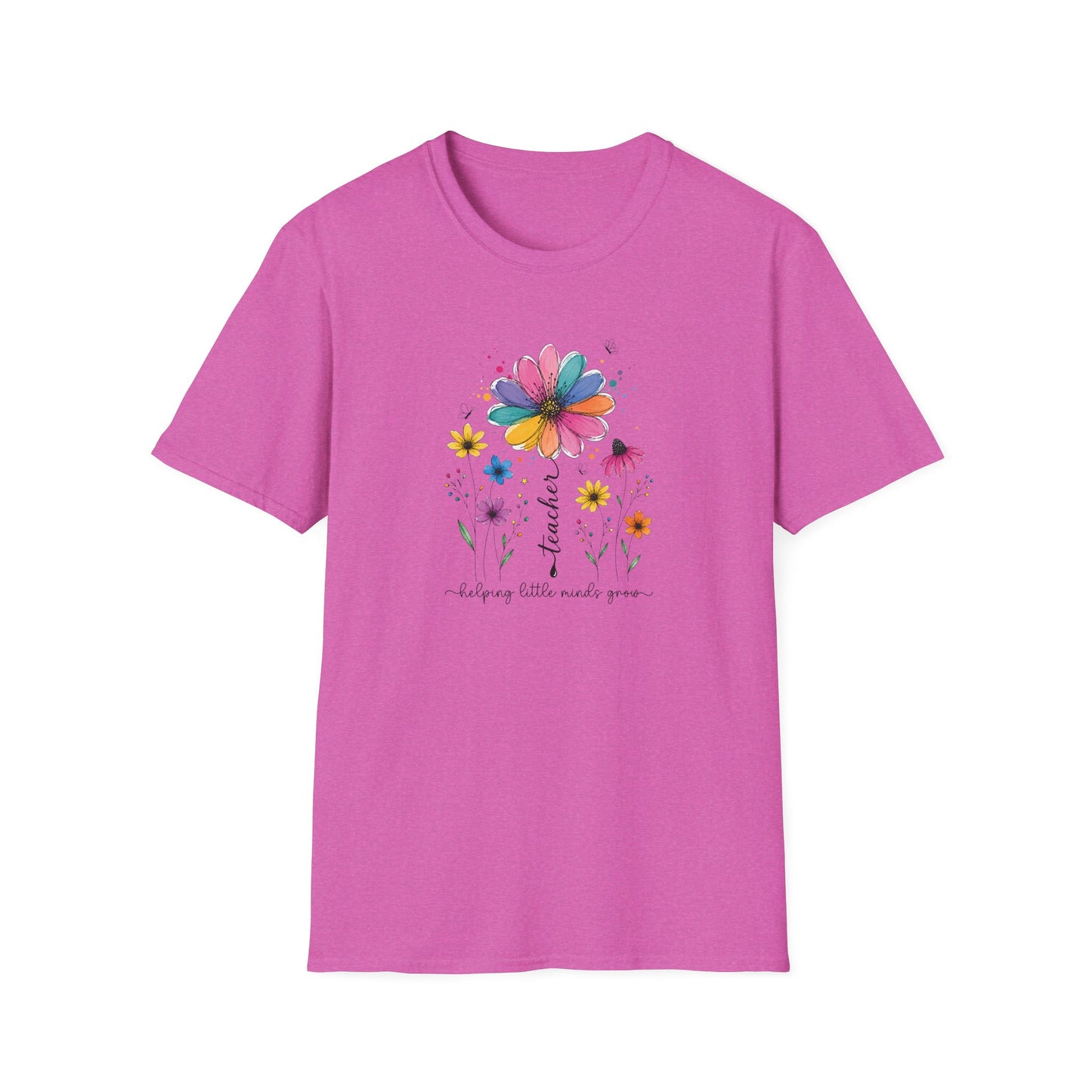 Helping Little Minds Grow Teacher Shirt | Floral Teacher Tee | Colorful Wildflower Teacher Shirt