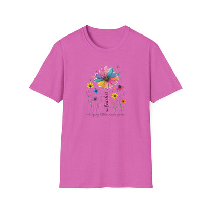 Helping Little Minds Grow Teacher Shirt | Floral Teacher Tee | Colorful Wildflower Teacher Shirt